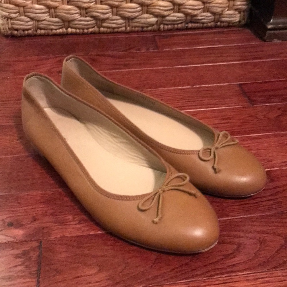 Tan leather JCrew ballet flats